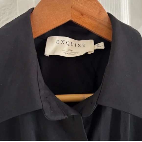 Exquise Anthropologie Black Button-Up Mini Tobie Shirt Dress XS - Picture 8 of 9